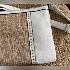 Nicole Miller | White faux leather | Gold accents Crossbody purse